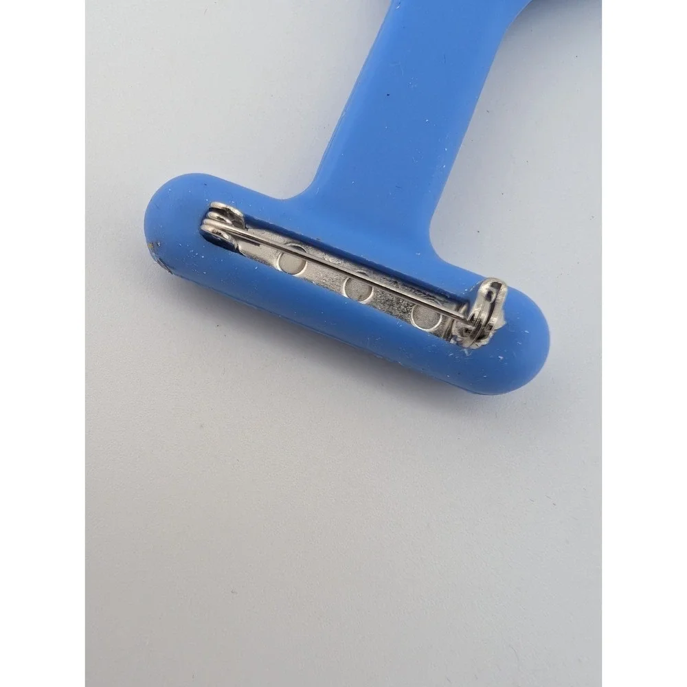 Silicone Nurse Watch Fob Pocket Brooch Washable- New Battery Blue